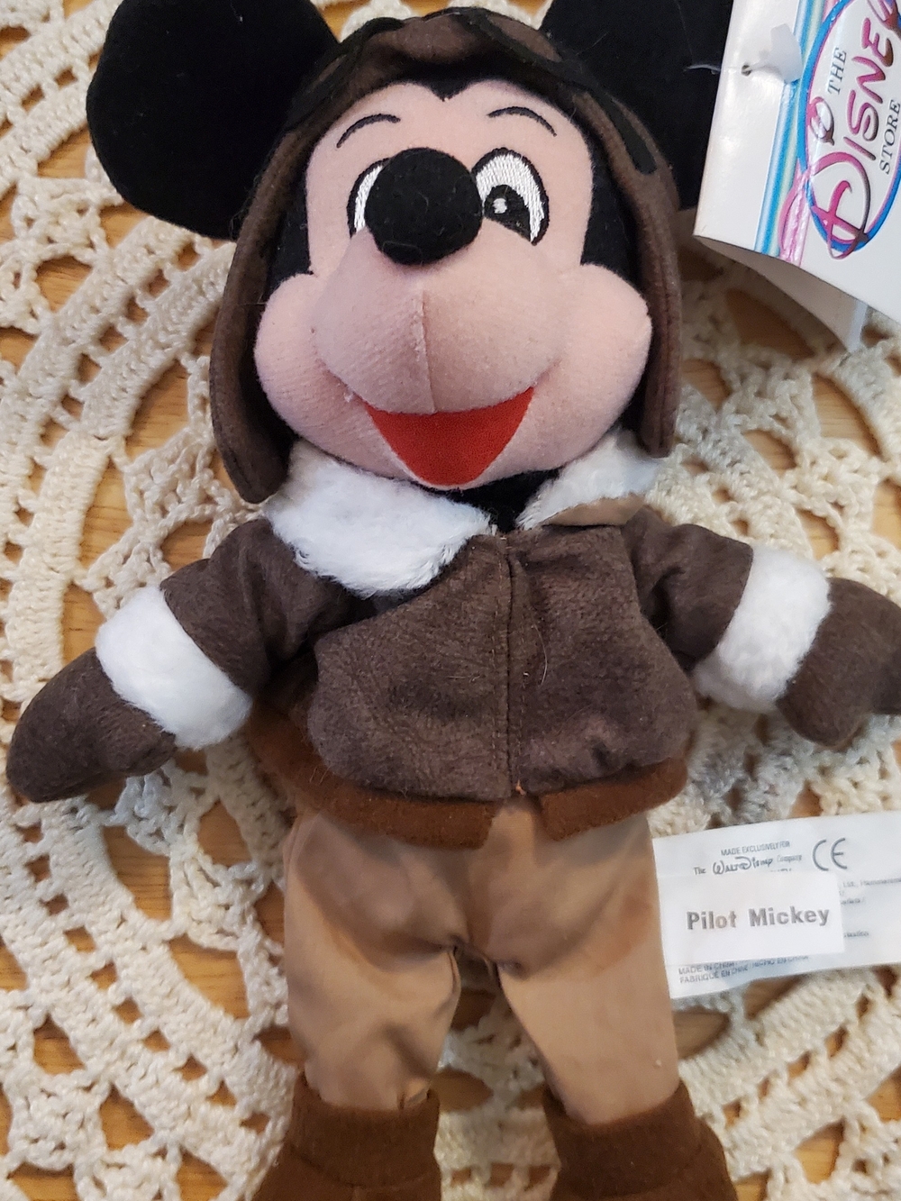 Vintage Disney Mickey Pilot Plush in Brown and Tan Jacket